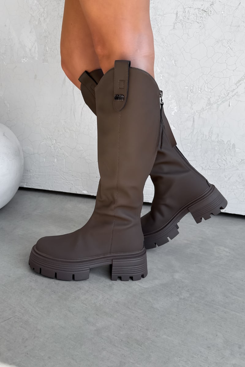 GIGI Chunky Platform Boots - Brown - 1