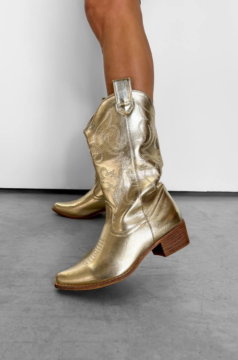 IOWA Western Cowboy Mid Boots - Gold - 1