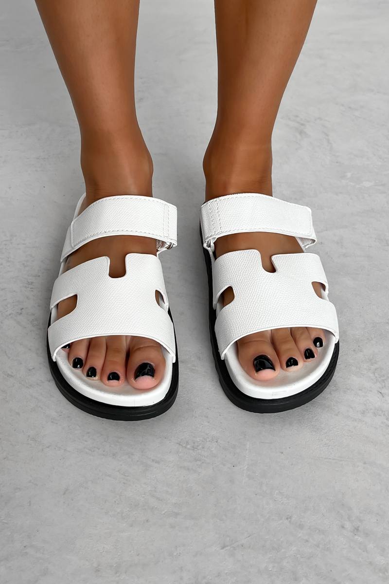 HALLIE Gladiator Strap Sandal - White - 4