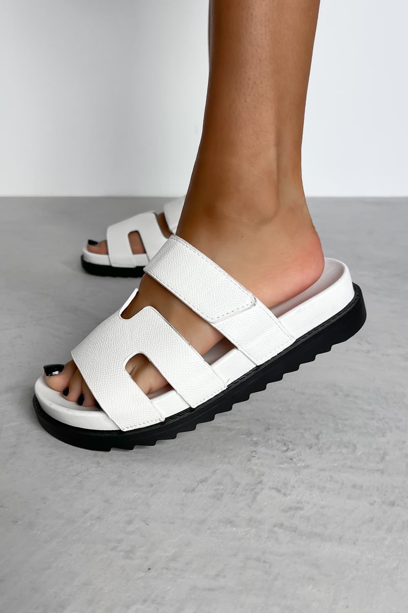 HALLIE Gladiator Strap Sandal - White - 1