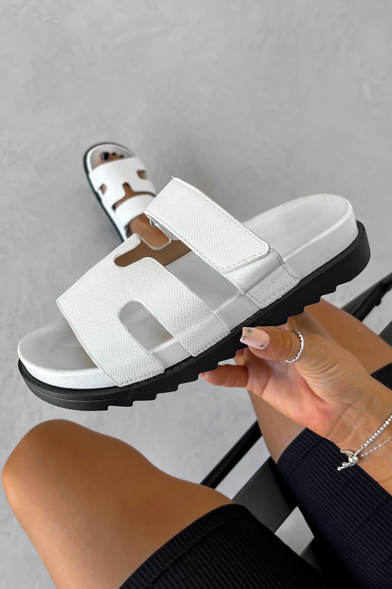 HALLIE Gladiator Strap Sandal - White