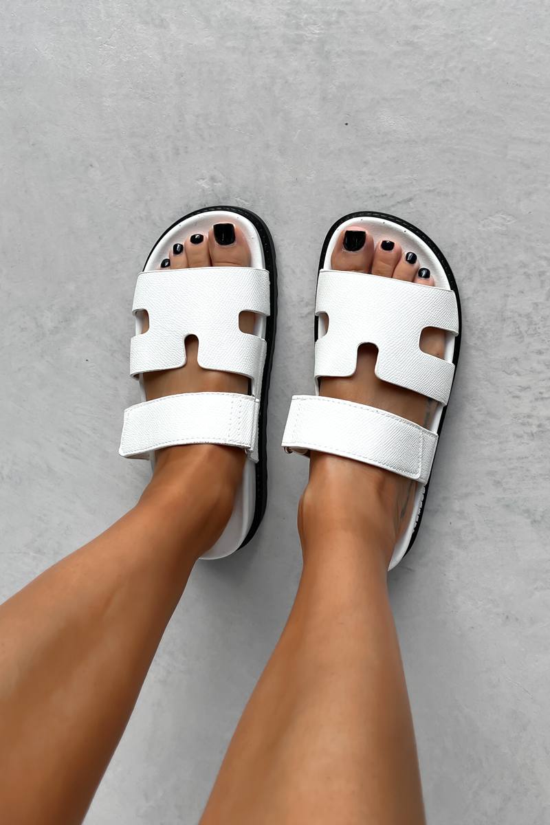 HALLIE Gladiator Strap Sandal - White - 5