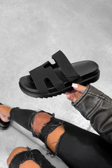 HARLOW Gladiator Velcro Strap Sandal - Black