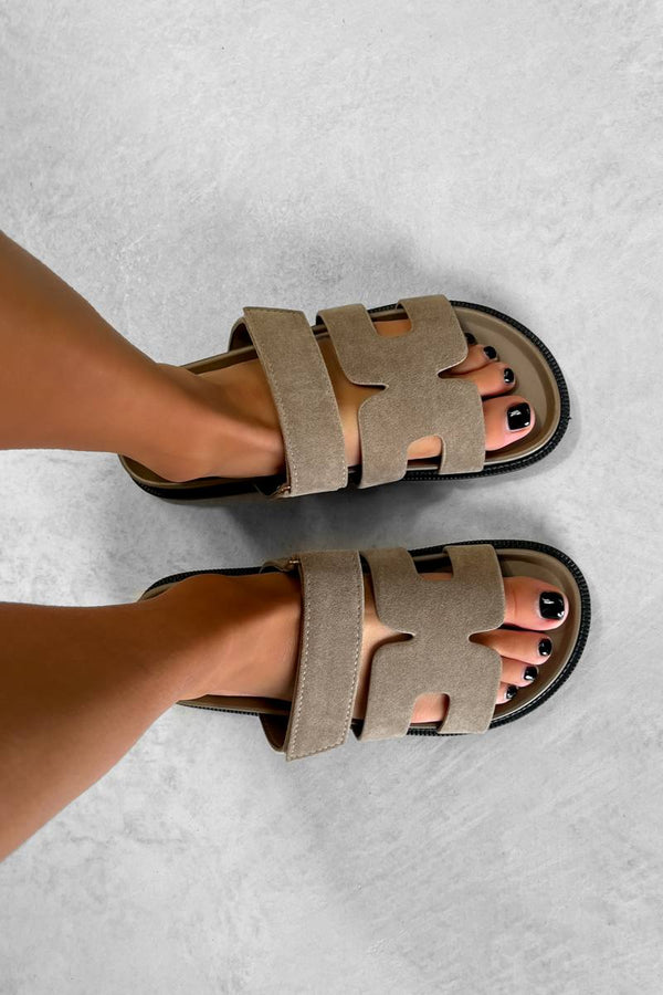 HARPER Gladiator Strap Sandal - Taupe