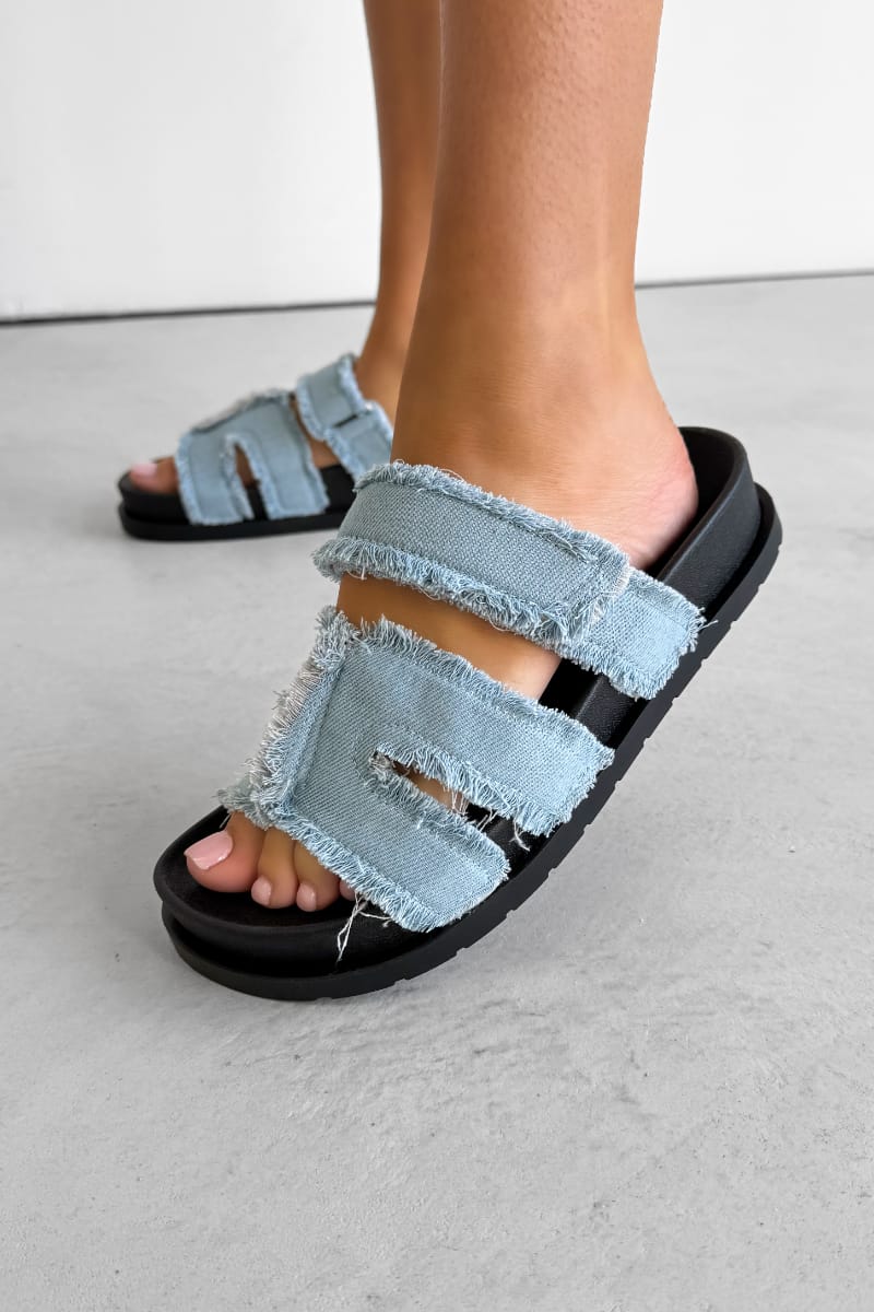 LUCINDA Denim Slider Sandal - Blue