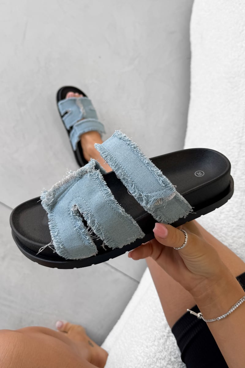 LUCINDA Denim Slider Sandal - Blue