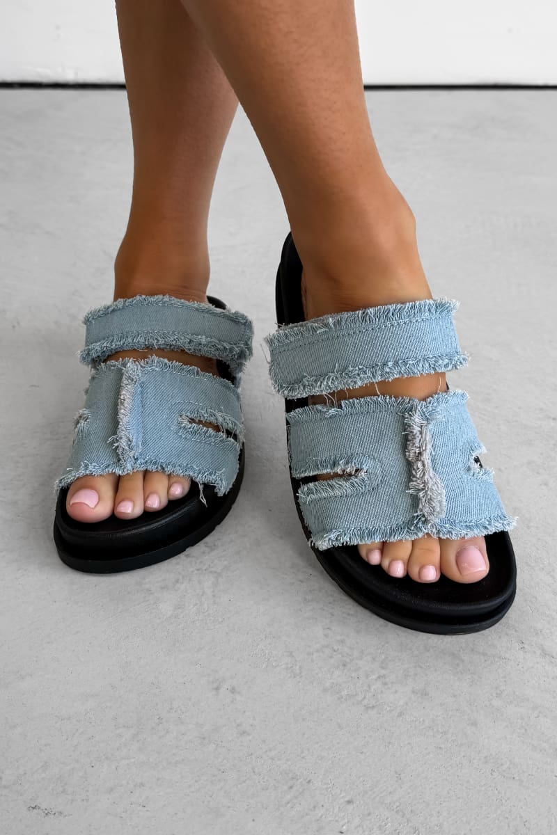 LUCINDA Denim Slider Sandal - Blue
