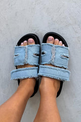 LUCINDA Denim Slider Sandal - Blue