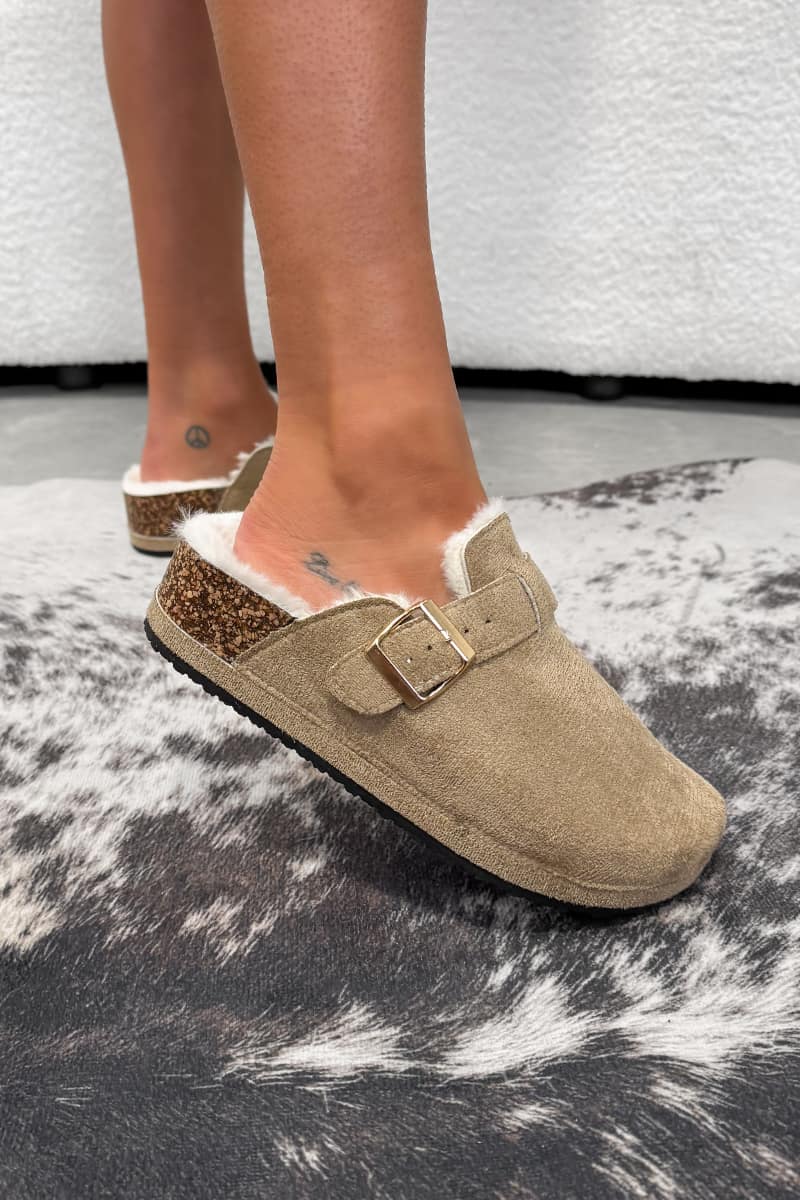 HARRIET Suede Outdoor Slipper Clog - Beige - 2