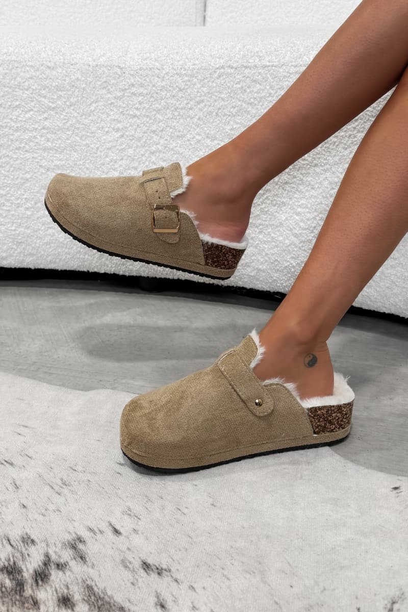 HARRIET Suede Outdoor Slipper Clog - Beige - 3