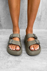 HAVANA Chunky Buckle Sandals - Khaki - 2