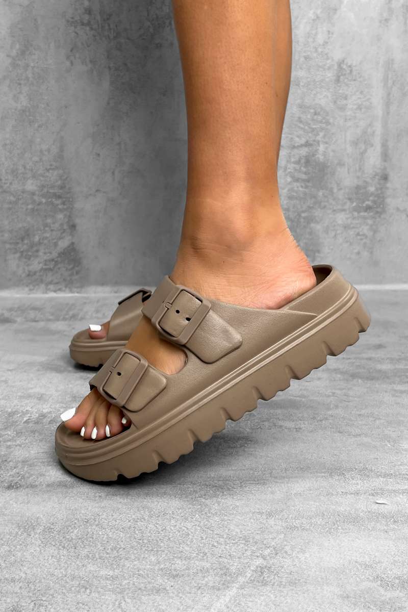 HAVANA Chunky Buckle Sandals - Mocha - 1