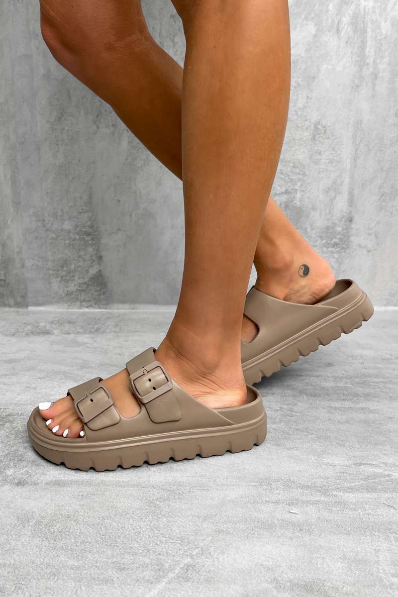 HAVANA Chunky Buckle Sandals - Mocha - 2