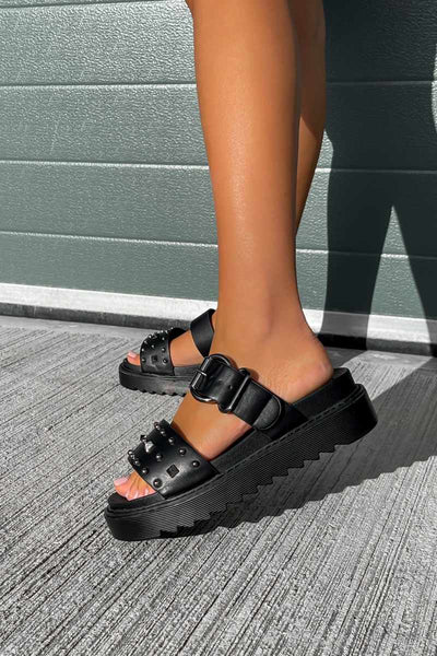 Chunky black buckle sandals sale