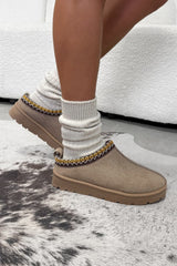 HOLLY Suede Embroidered Slippers - Beige