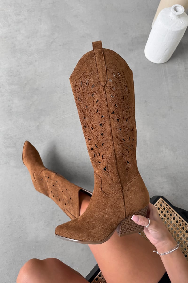 HONEY Cowboy Western Boots - Camel