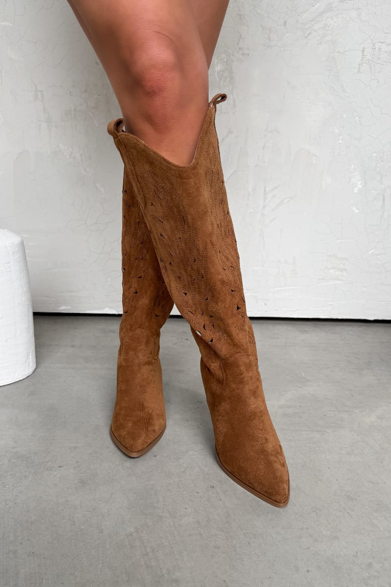 HONEY Cowboy Western Boots - Camel - 3