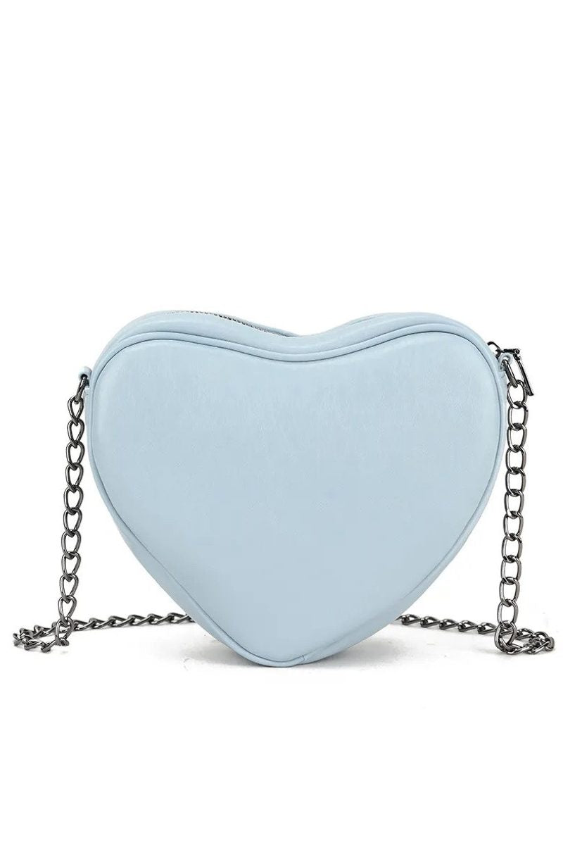 Heart Shaped Cross Body  Bag - Blue - 2