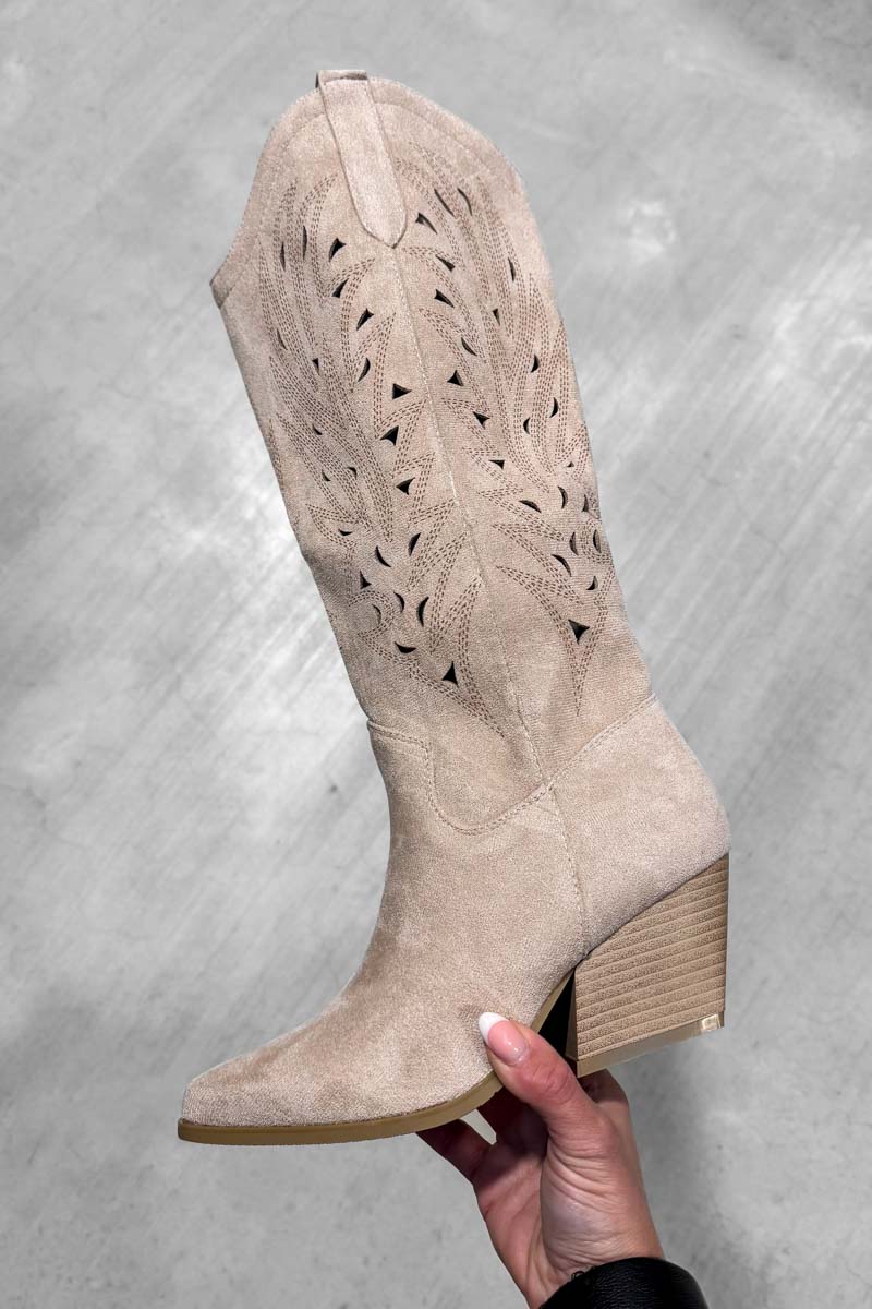 HONEY Cowboy Western Boots - Beige