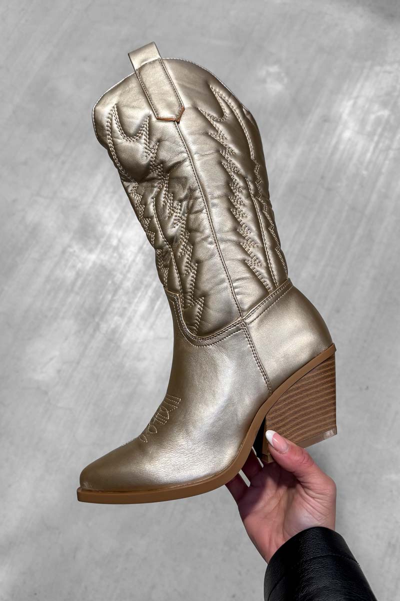 SANDY Cowboy Western Boots - Gold