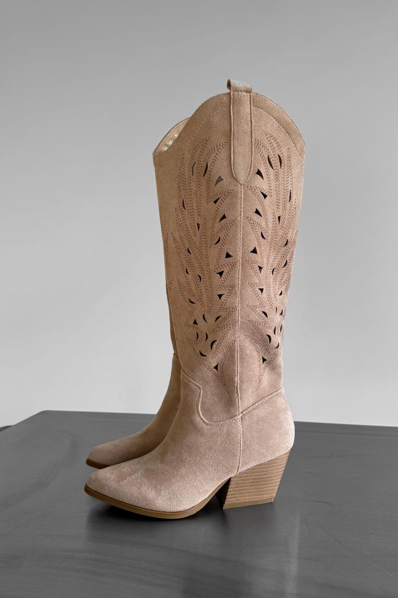 HONEY Cowboy Western Boots - Beige