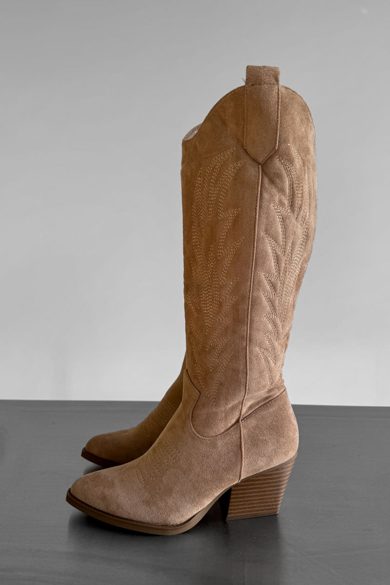 ALBA Cowboy Western Boots - Taupe