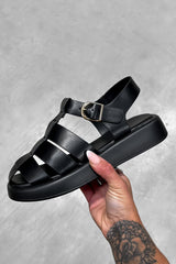 ATHENA Chunky Gladiator Buckle Sandals - Black