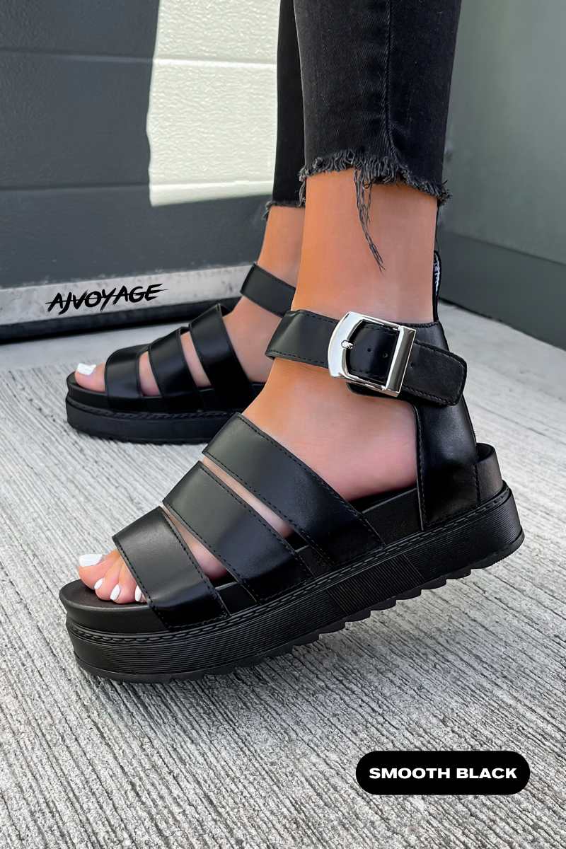 IMMI Chunky Gladiator Sandals - Smooth Black - 2