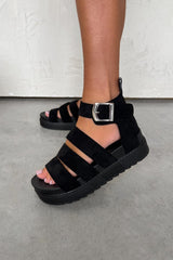 IMMI Chunky Gladiator Sandals - Black Suede