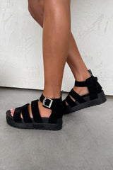IMMI Chunky Gladiator Sandals - Black Suede