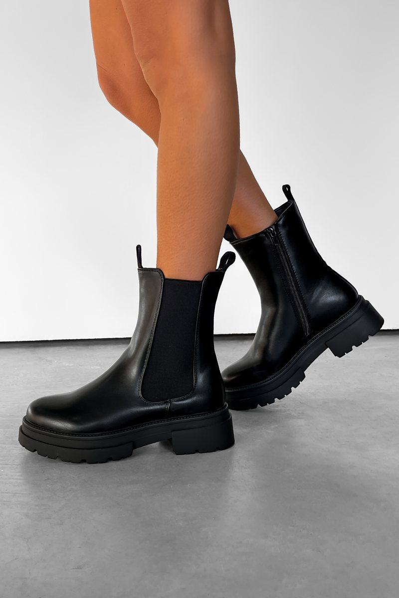 IMOGEN Chelsea Ankle Boots - Black PU - 1