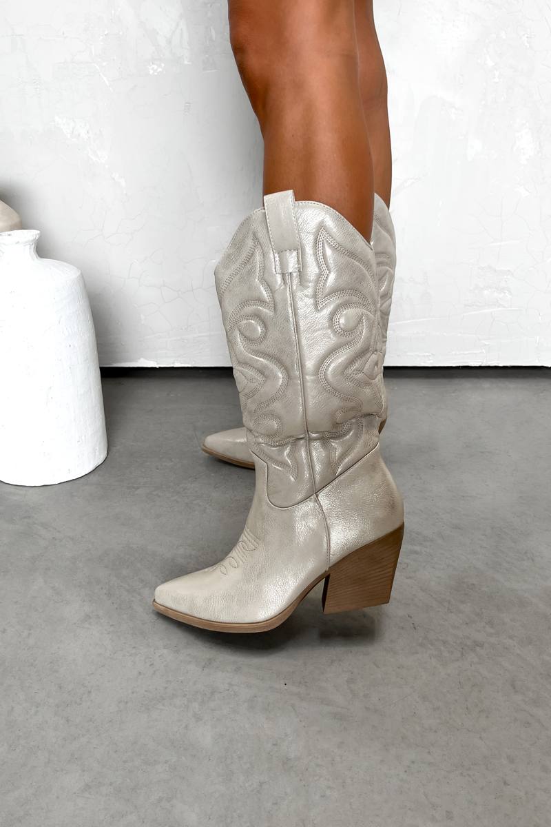 INDIANA Cowboy Western Boots - Beige