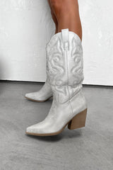 INDIANA Cowboy Western Boots - Silver