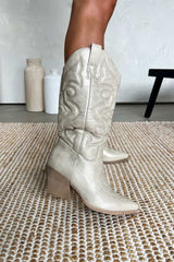 INDIANA Cowboy Western Boots - Beige