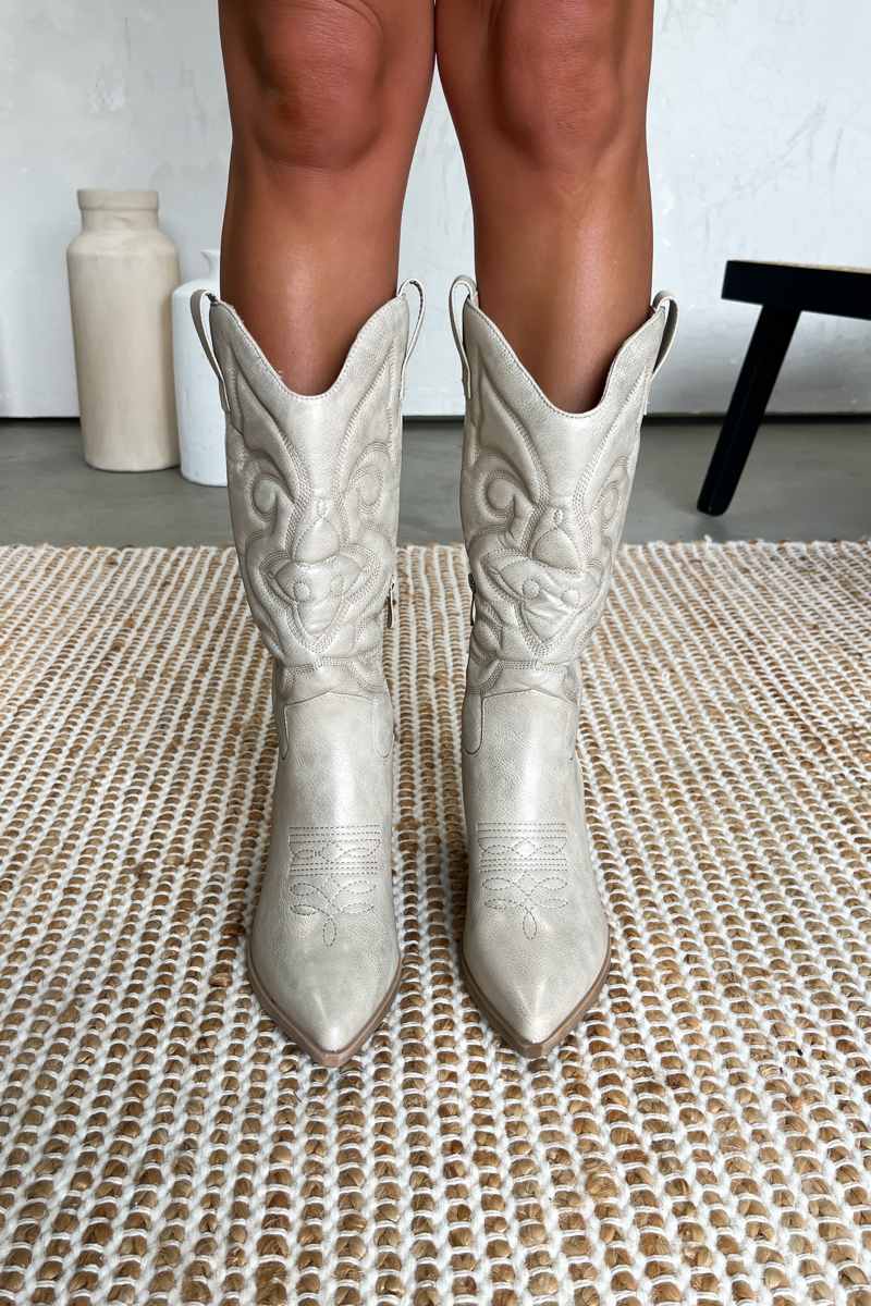 INDIANA Cowboy Western Boots - Beige