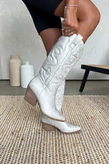 INDIANA Cowboy Western Boots - Silver - 4