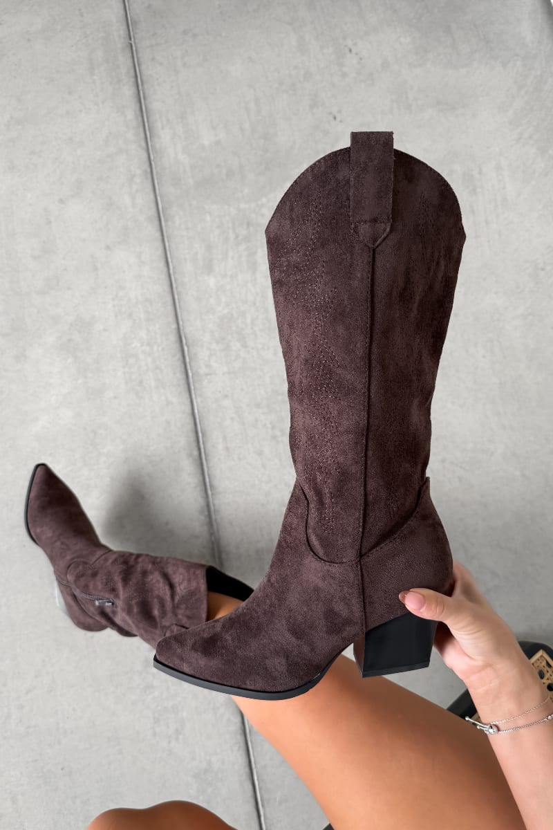 INDIE Knee High Western Cowboy Boots - Brown