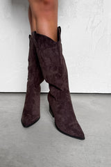 INDIE Knee High Western Cowboy Boots - Brown - 1