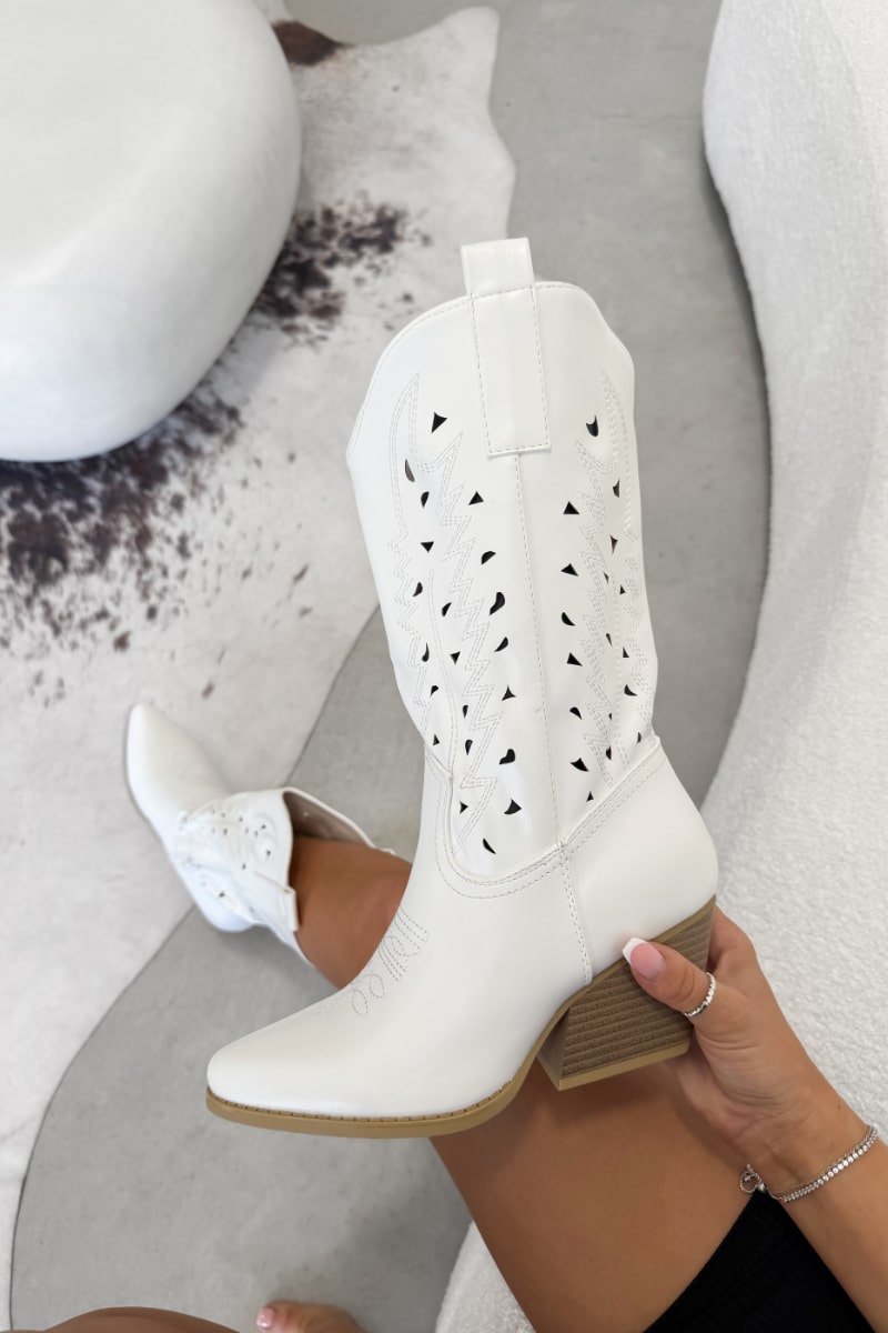 INDIE Cowboy Western Boots - White PU - 1