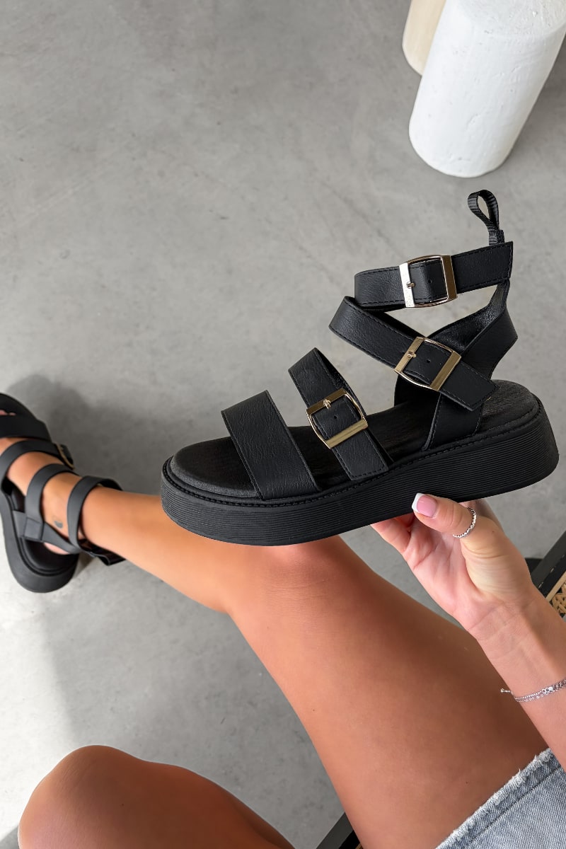 IONA Chunky Gladiator Sandals - Black