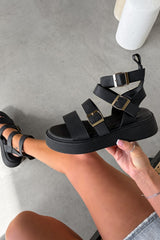 IONA Chunky Gladiator Sandals - Black