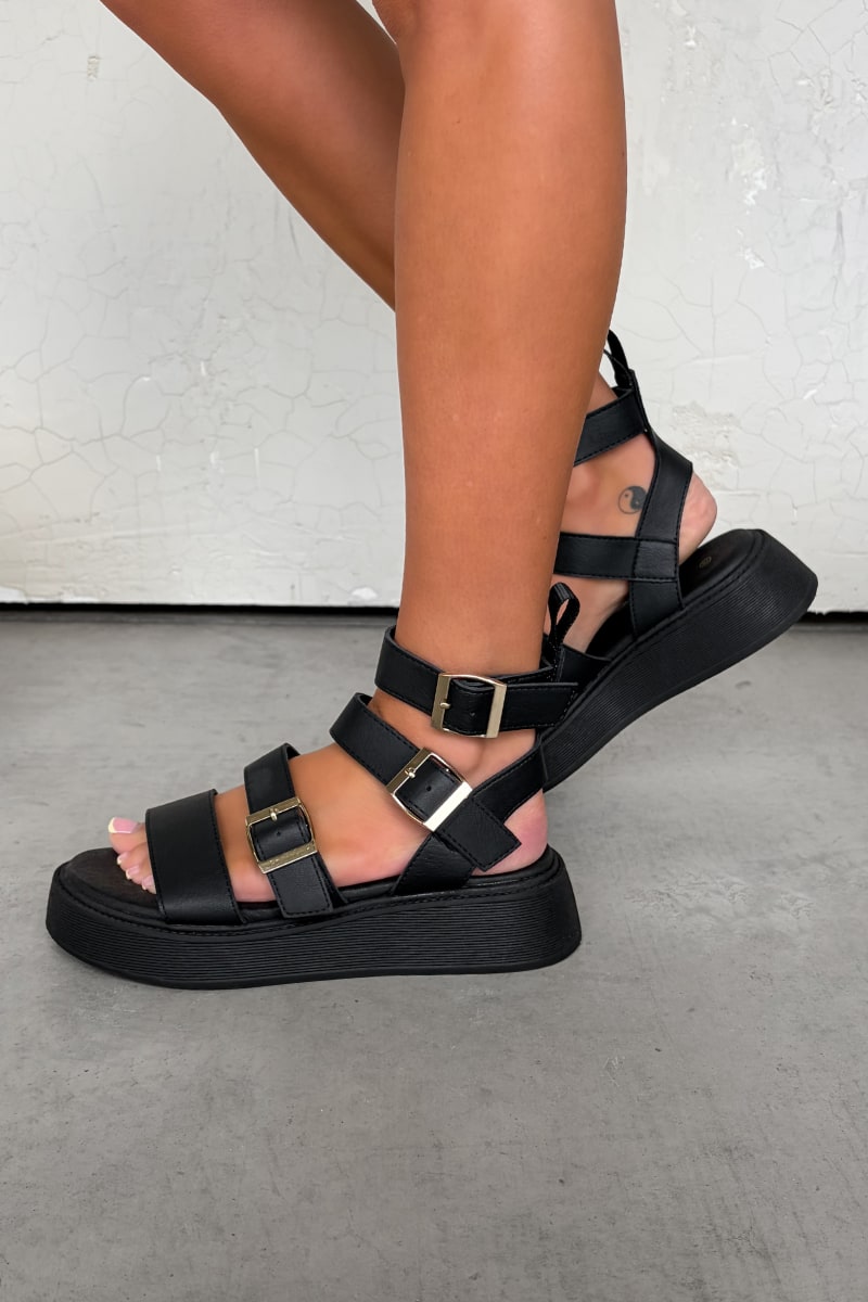 IONA Chunky Gladiator Sandals - Black - 2