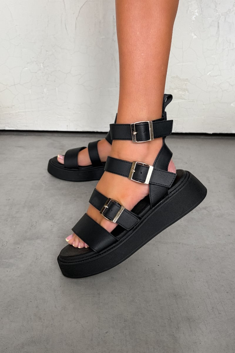 IONA Chunky Gladiator Sandals - Black