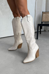 IOWA Western Cowboy Boots - Cream PU