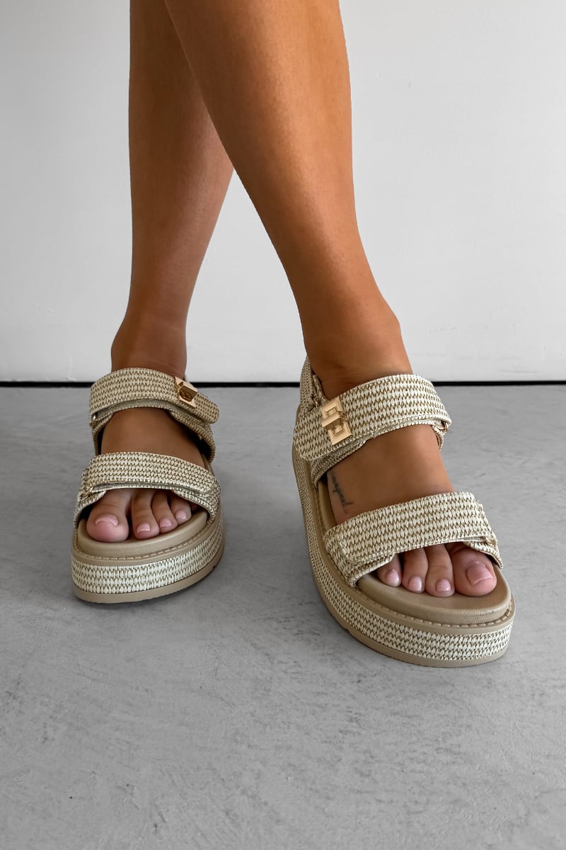 IVANA Chunky Rattan Sandals - Beige - 1