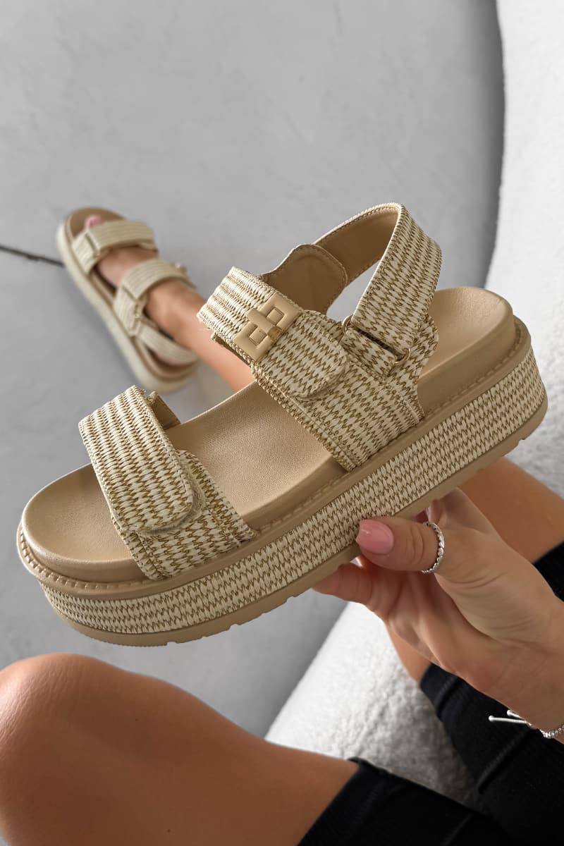 IVANA Chunky Rattan Sandals - Beige