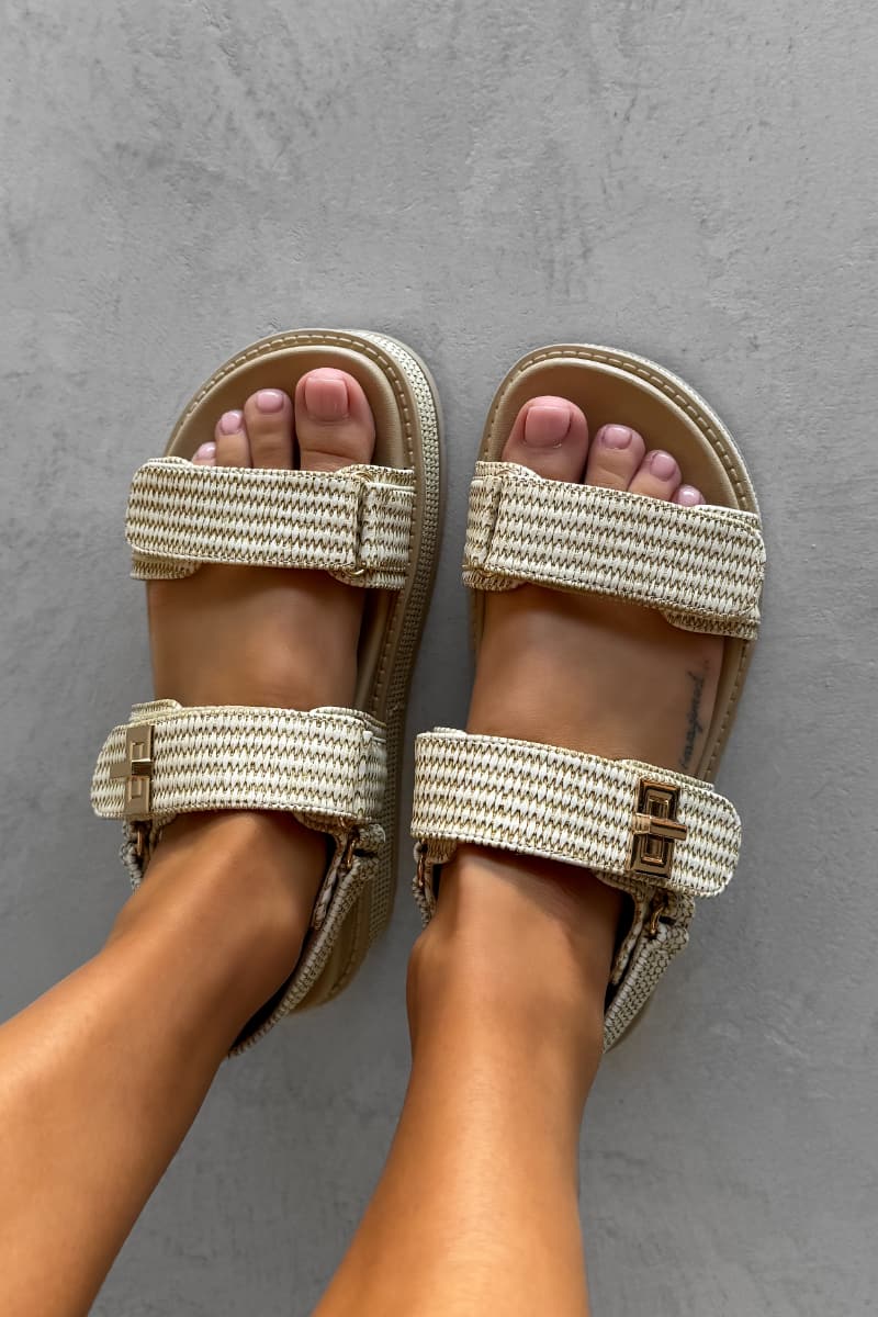 IVANA Chunky Rattan Sandals - Beige - 2