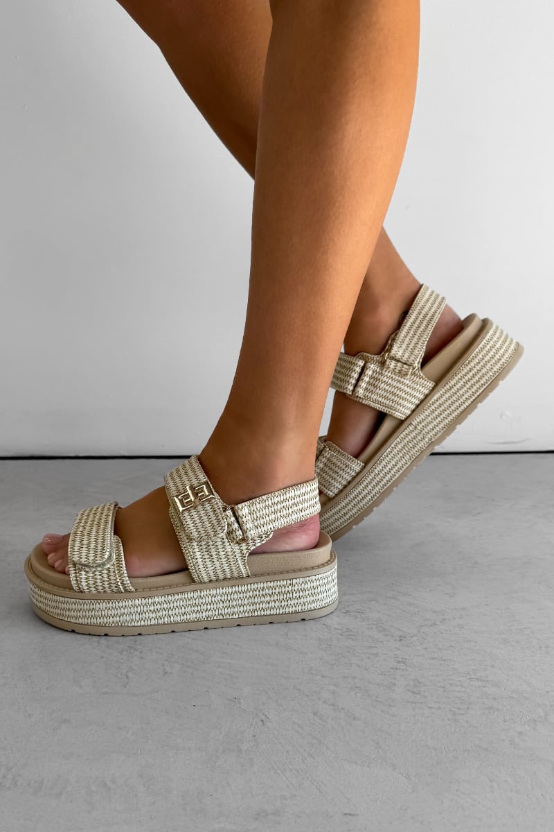 IVANA Chunky Rattan Sandals - Beige - 3