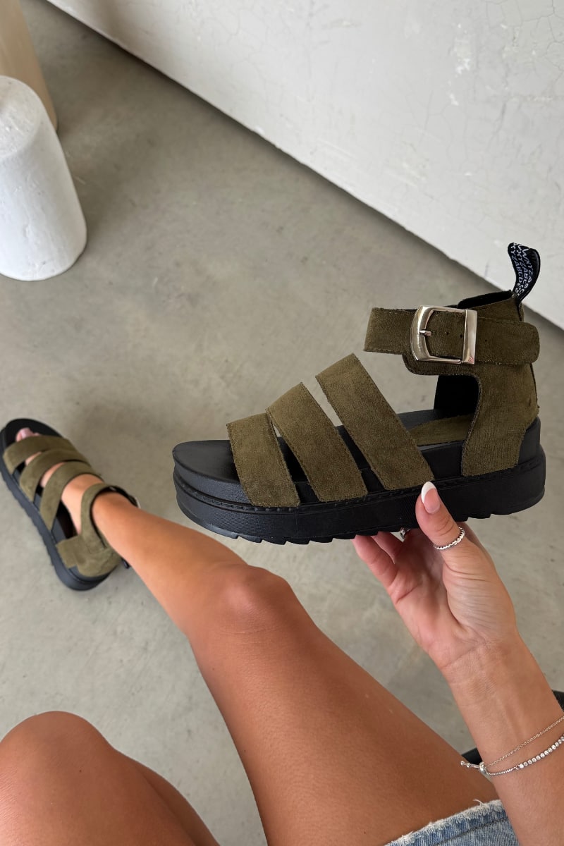 IMMI Chunky Gladiator Sandals - Khaki Suede