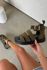 IMMI Chunky Gladiator Sandals - Khaki Suede